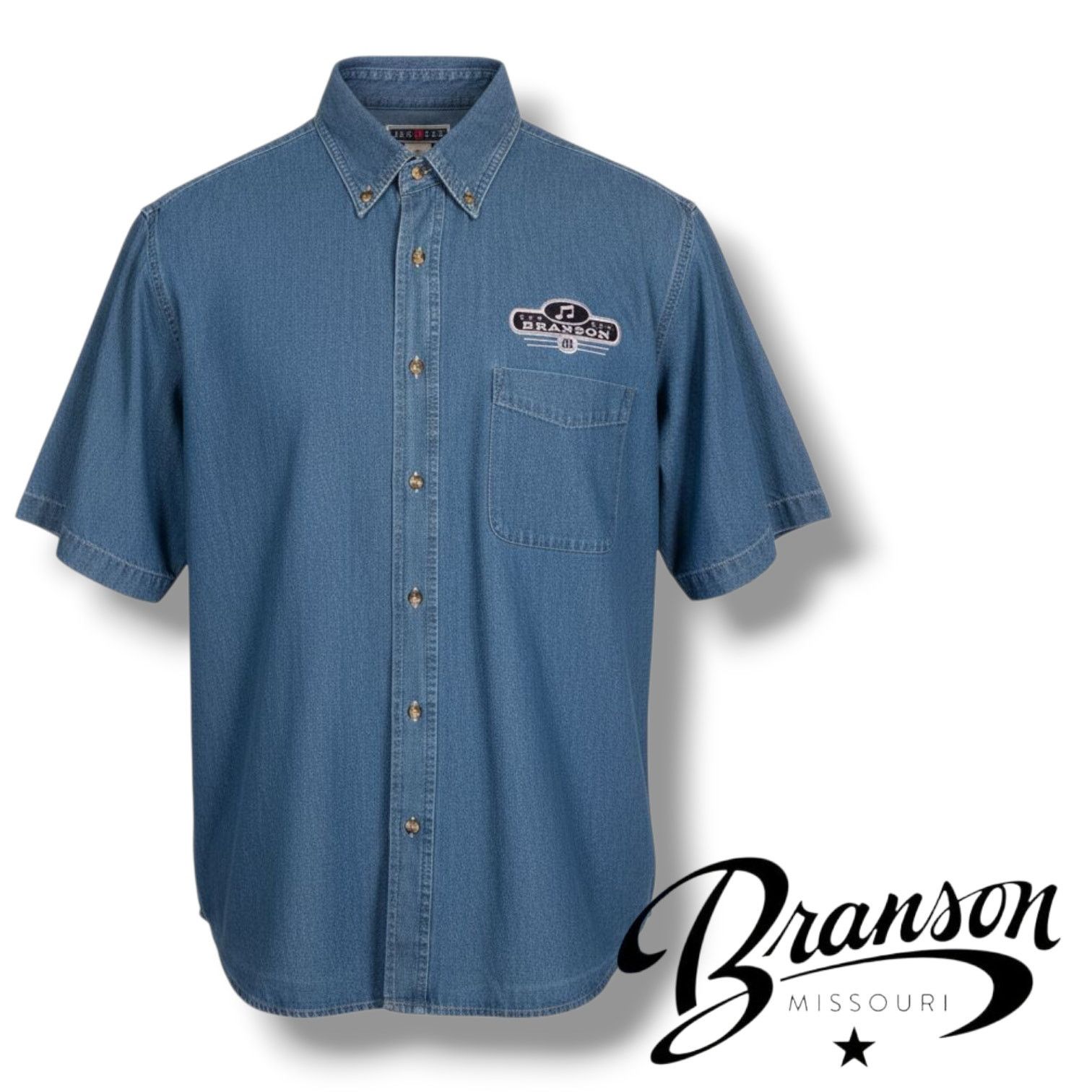 Jerzees Branson MO Jerzees Denim Jean Shirt XL Cotton Button Down Size US XL / EU 56 / 4 - 6 Thumbnail