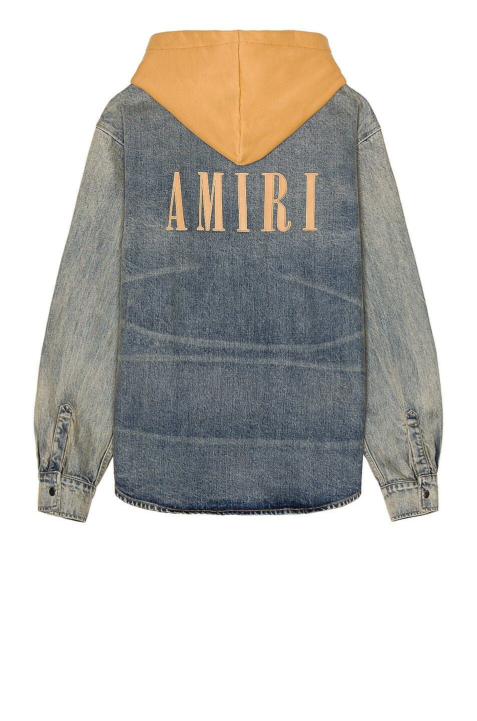 Amiri o1y0525 Logo Denim Hooded Shirt in Light Blue Size US M / EU 48-50 / 2 - 2 Thumbnail