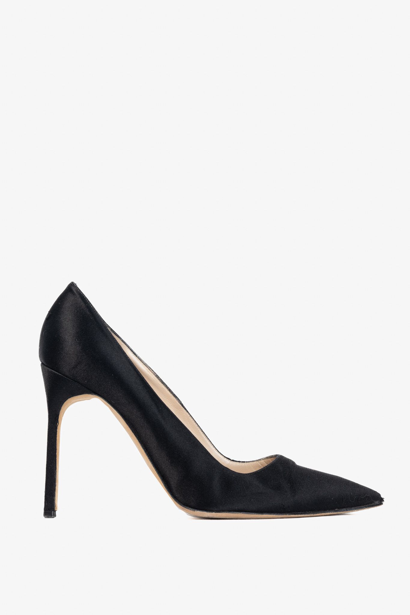Manolo Blahnik Manolo Blahnik BB Black Satin Pointed-Toe Heels Size US 8.5 / IT 38.5 - 1 Thumbnail
