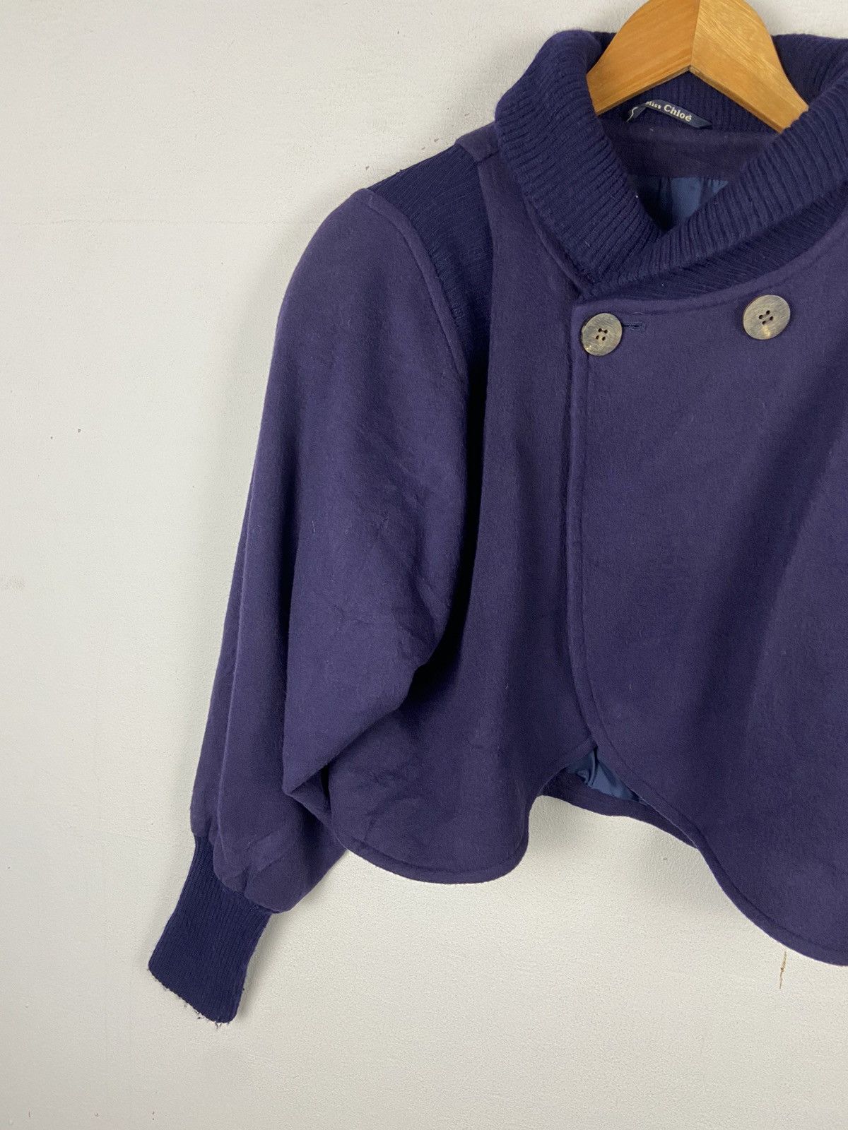 Vintage Miss Chloe Cropped Blue Navy Woolen Jacket