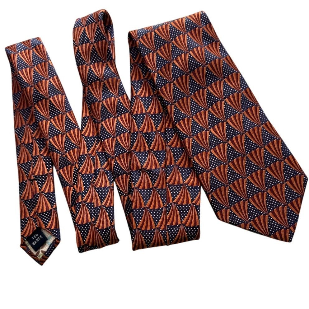 Ted Baker Ted Baker silk geometric shell polkadot tie orange 3.25" w Size ONE SIZE - 3 Thumbnail