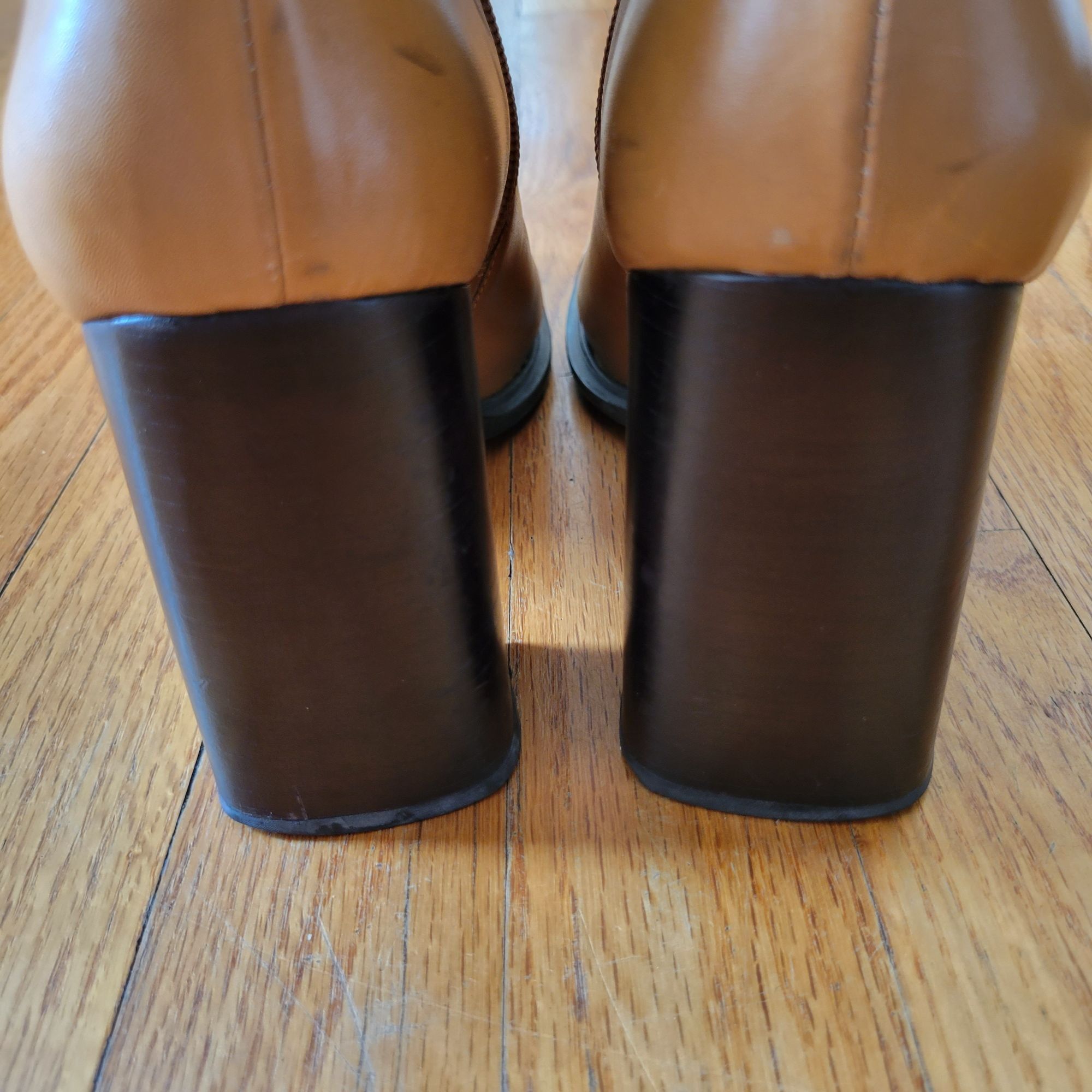 Vintage Bruno Valenti DARCY Block Heel Leather Boots 10 Camel Tan Vi Size US 10 / IT 40 - 9 Thumbnail