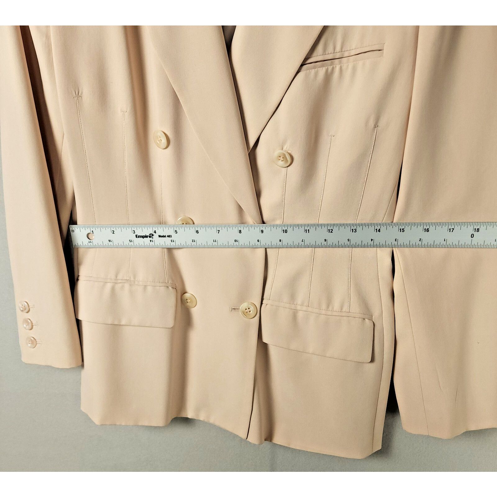 Anne Klein Anne Klein II Petites Blazer 100% Silk - Pink Cream - 10P Size L / US 10 / IT 46 - 3 Thumbnail