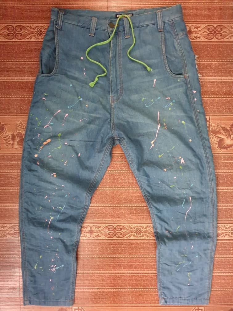 Issey Miyake 💥Frapbois splash paint art Issey miyake denim pant Size US 33 - 1 Thumbnail
