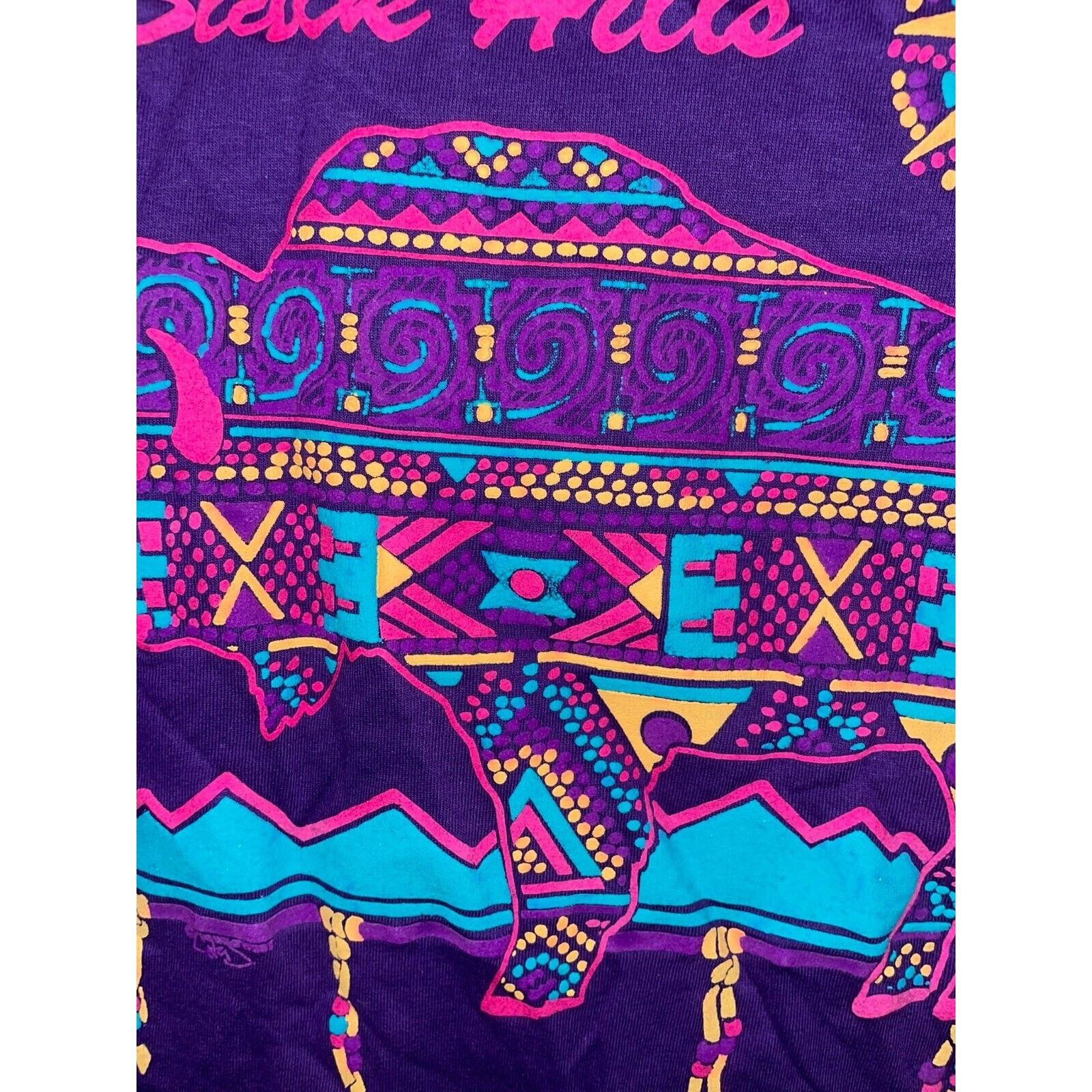 Jerzees Vintage Bison Native American Shirt Black Hills Art Tee 90s Size US M / EU 48-50 / 2 - 3 Thumbnail