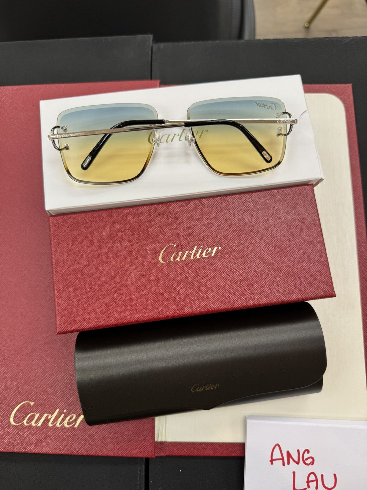 Cartier Cartier Big C Wire Platinum Sunglasses Diamond Cut Lenses Size ONE SIZE - 2 Thumbnail