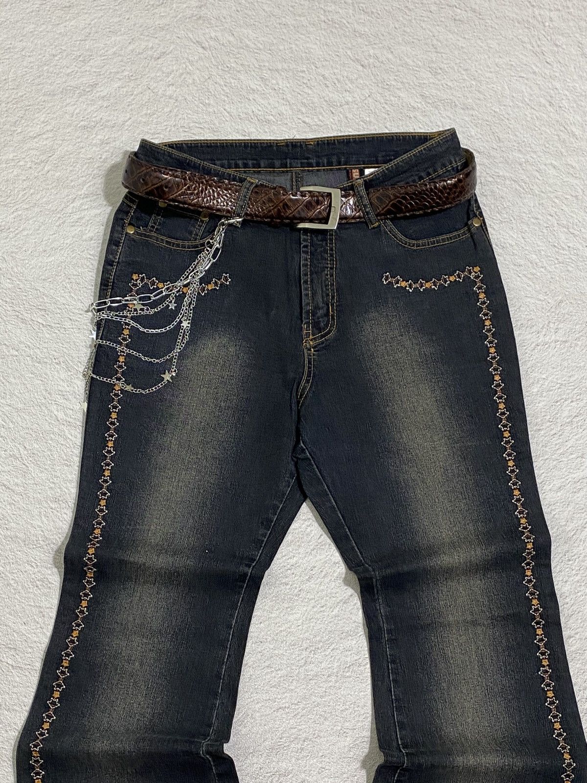 Japanese Brand SICK💰Vintage Sun Rose Bush Pant Stretchable Jeans Size US 28 / EU 44 - 5 Thumbnail