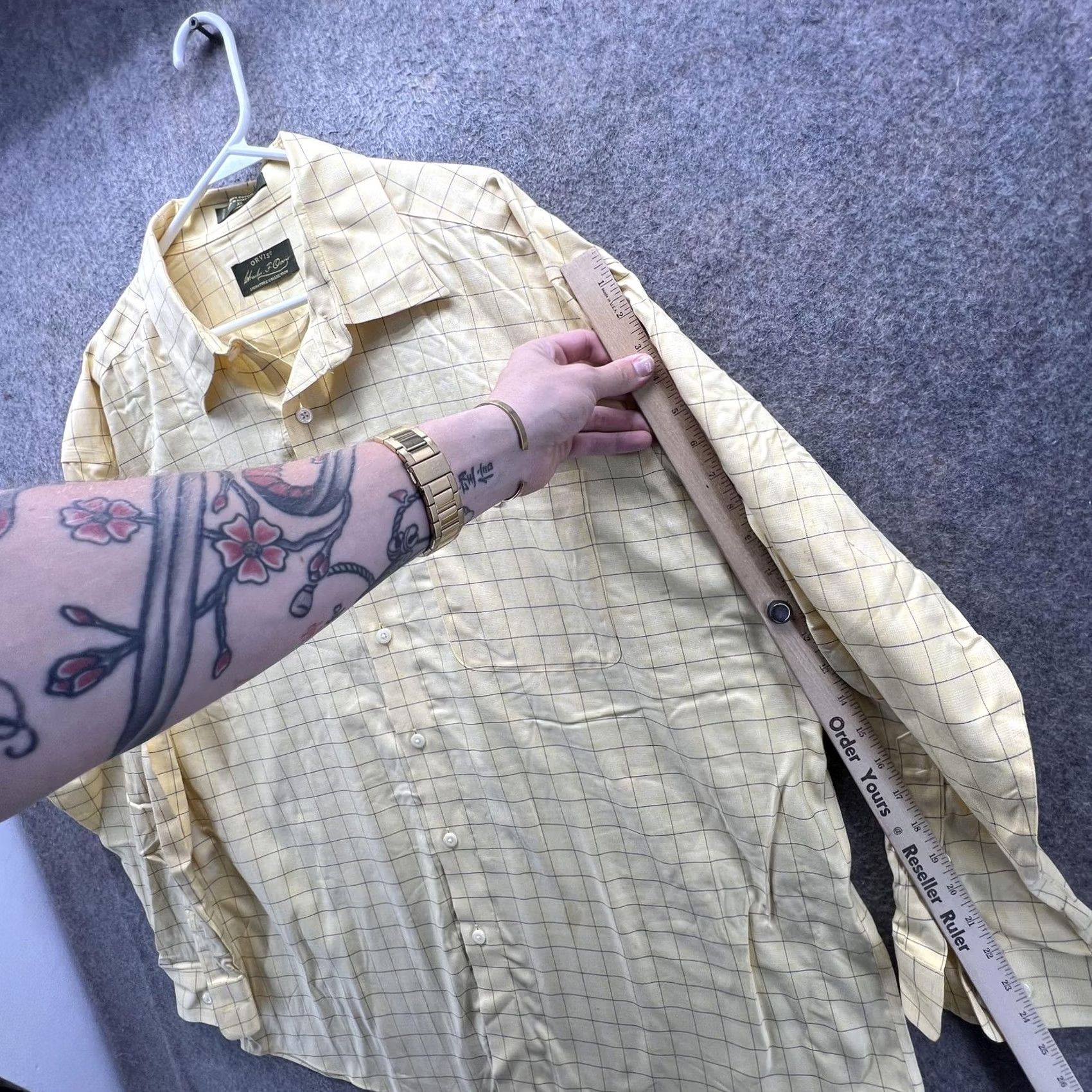 Orvis Orvis Shirt Mens XL Yellow Check Long Sleeve Button Front Casual Cotton Outdoor Mens, XL, Yellow, Check, Button-Up, Classic Fit, Pockets, All Seasons Size US XL / EU 56 / 4 - 5 Thumbnail