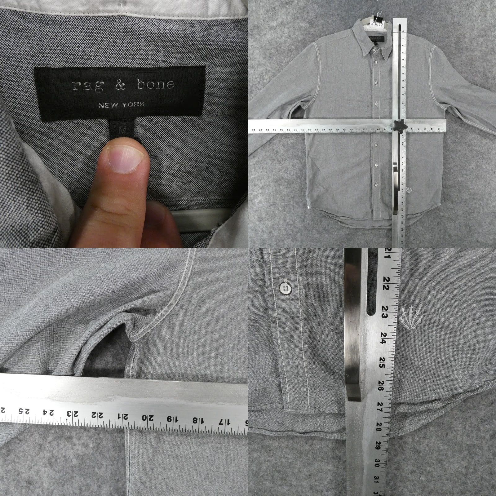 Rag & Bone Rag & Bone New York Shirt Mens Medium Long Sleeve Button Up Gray Size US M / EU 48-50 / 2 - 8 Thumbnail