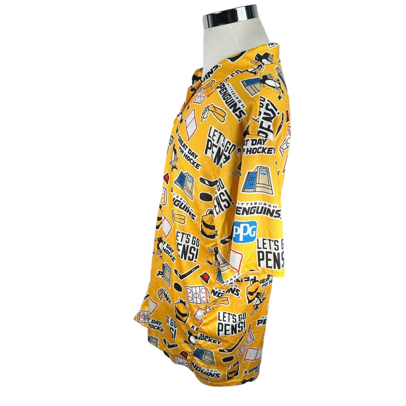 NHL Pittsburgh Penguins Hawaiian Shirt Men XL Yellow NHL Hockey Size US XL / EU 56 / 4 - 4 Thumbnail