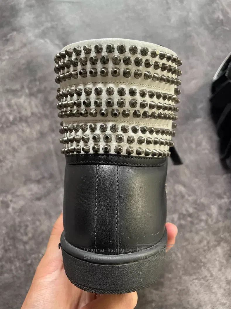 Saint Laurent Paris Saint Laurent Paris Black and White Bullet Studs Mixed Vel Size US 7 / EU 40 - 5 Thumbnail