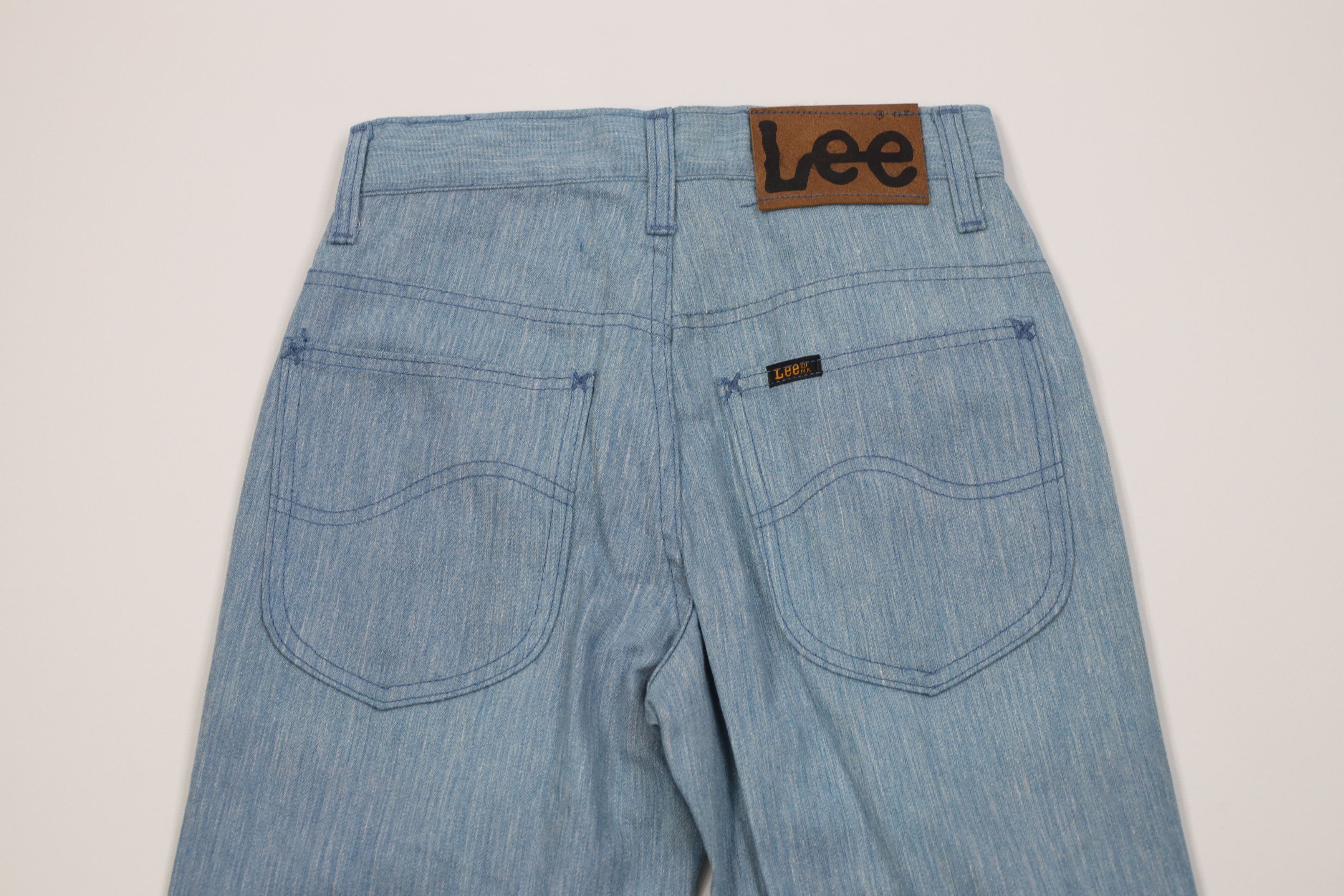 Lee Vintage 70s Lee Flared Wide Leg Denim Jeans Blue USA Size 24" / US 00 / IT 34 - 11 Thumbnail