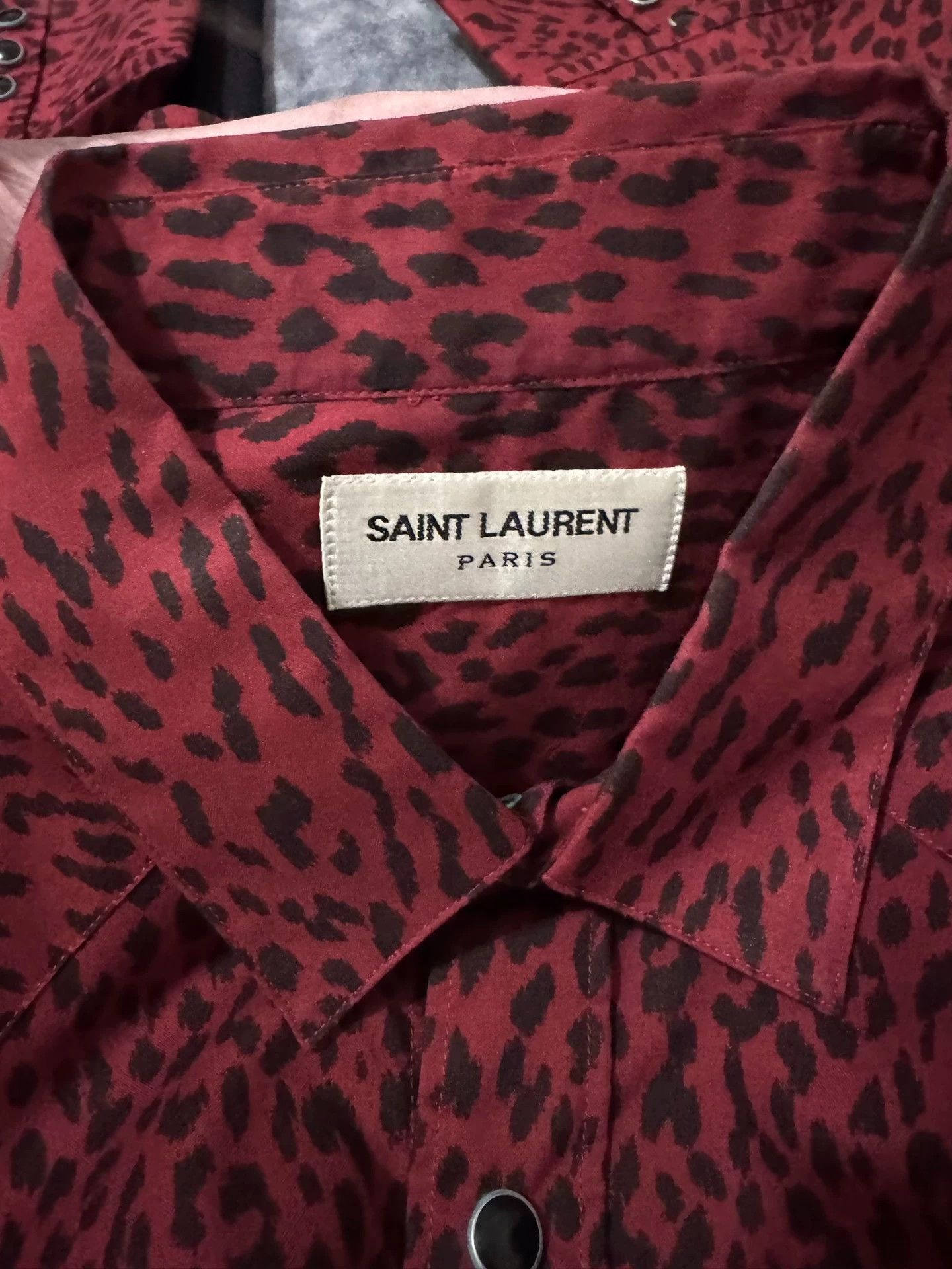 Saint Laurent Paris Saint Laurent SLP Cotton Court Red Leopard Print Shirt Size US XL / EU 56 / 4 - 4 Thumbnail