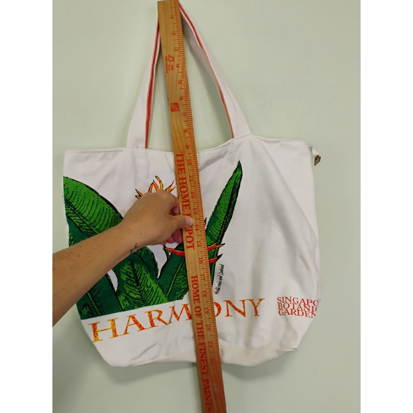 Harmony Harmony Singapore Botanical Garden Tote Bag Medium Canvas Zippered Lined Beige Women Size ONE SIZE - 3 Thumbnail
