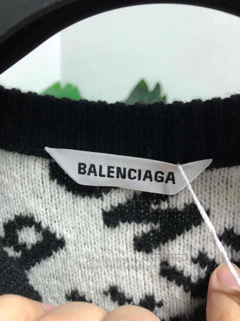 Balenciaga Balenciaga Logo Jacquard Round Neck Crewneck Woolen Sweate Size US XS / EU 42 / 0 - 3 Thumbnail