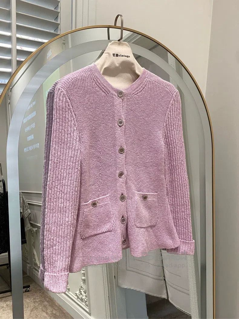 Chanel Chanel 23-year-old taro purple knitted cardigan coat Size XS / US 0-2 / IT 36-38 - 1 Thumbnail