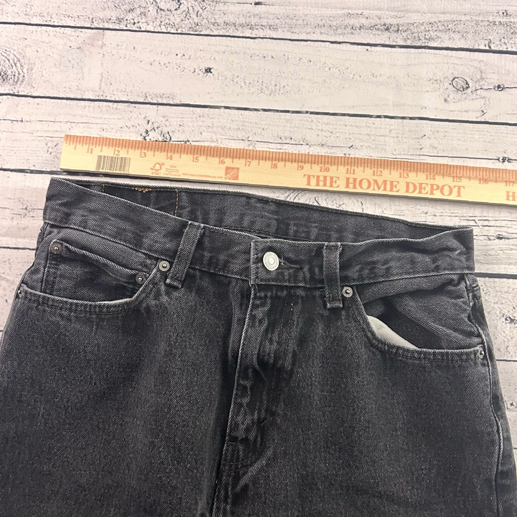 Levi's Levi's 505 Regular Fit Denim Jeans Men's 31x31 Black Wash 5-Pocket Design Logo Zip Closure Cotton Denim Straight 90s Vintage No N/A Size US 31 - 3 Thumbnail