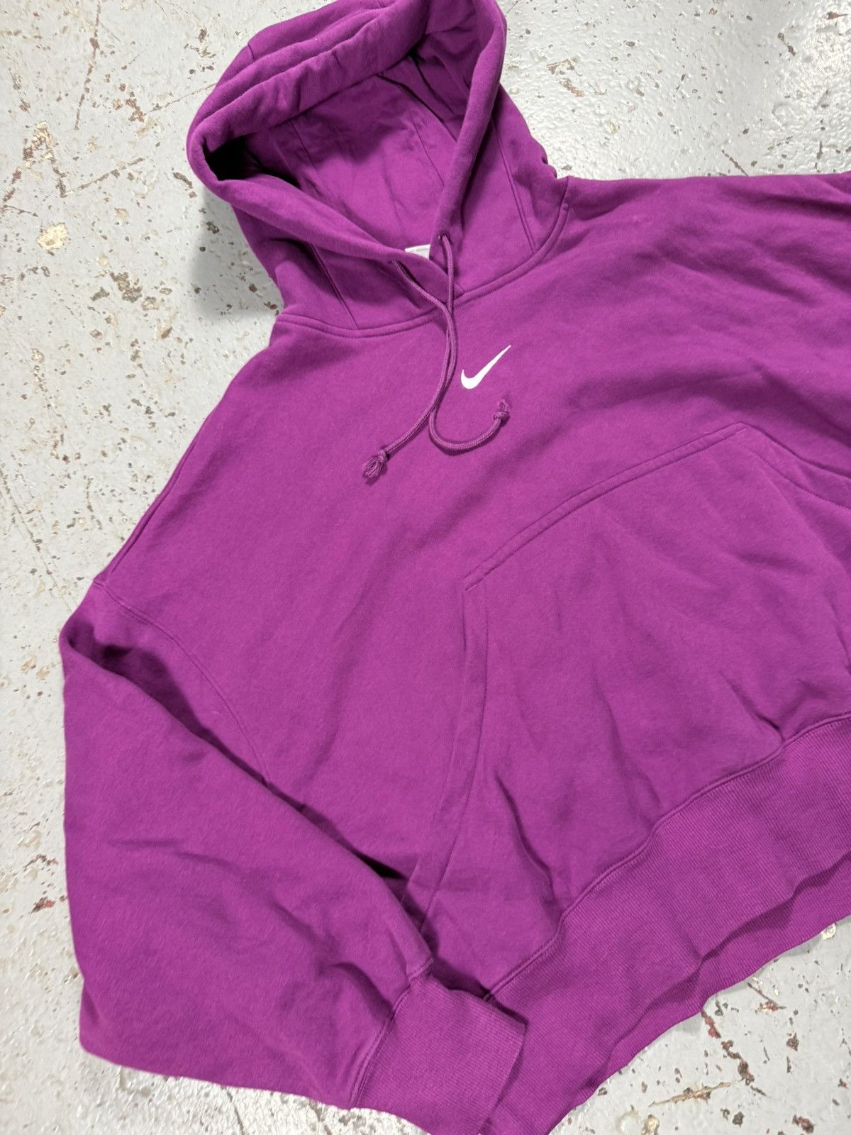 Nike Vintage Nike Centre Swoosh Hoodie Purple Boxy Fit Cropped Size US L / EU 52-54 / 3 - 3 Thumbnail