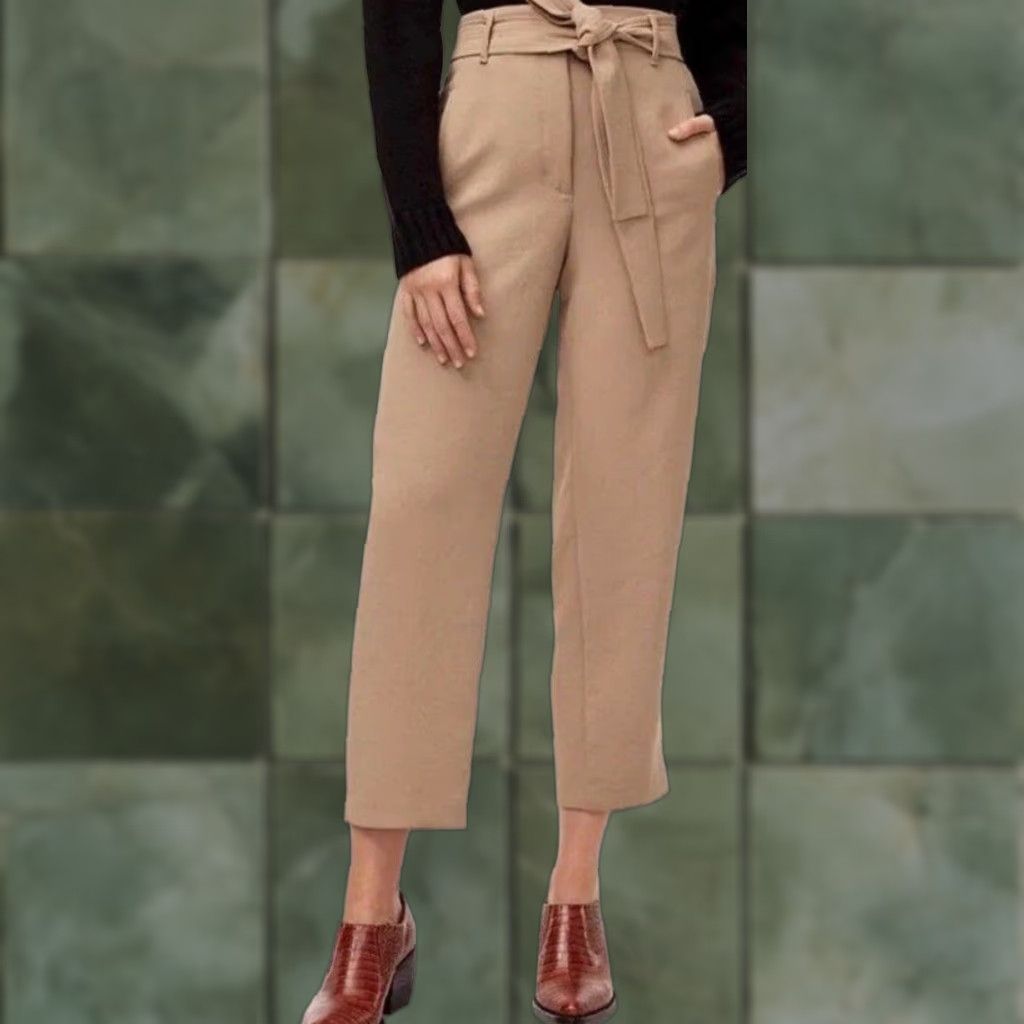 Aritzia Aritzia Wilfred Jallade Tie Front Linen Blend Pants Women Size 4 Tan Ankle Pants Womens Size 27" / US 4 / IT 40 - 1 Thumbnail