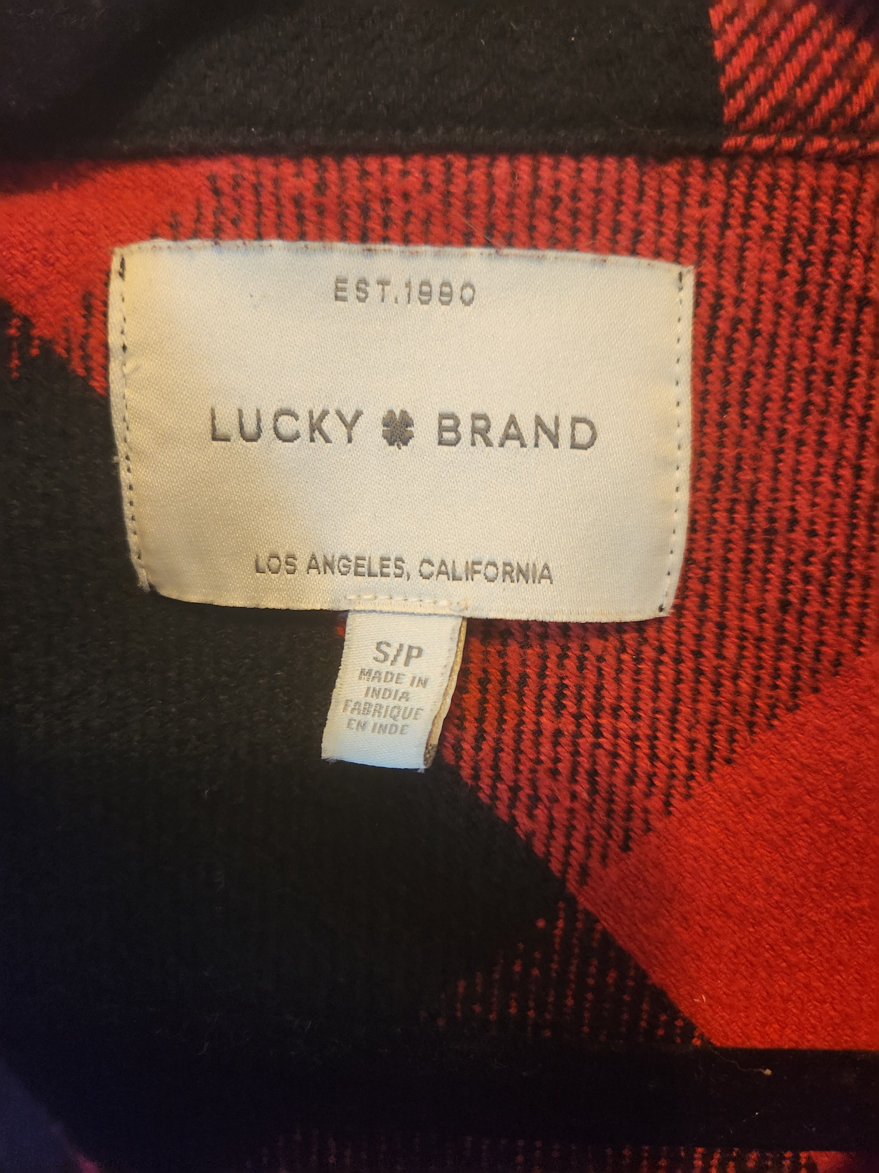 Lucky Brand 100% Cotton Button Front Black & Red Plaid Jacket Shirt Size M / US 6-8 / IT 42-44 - 3 Thumbnail