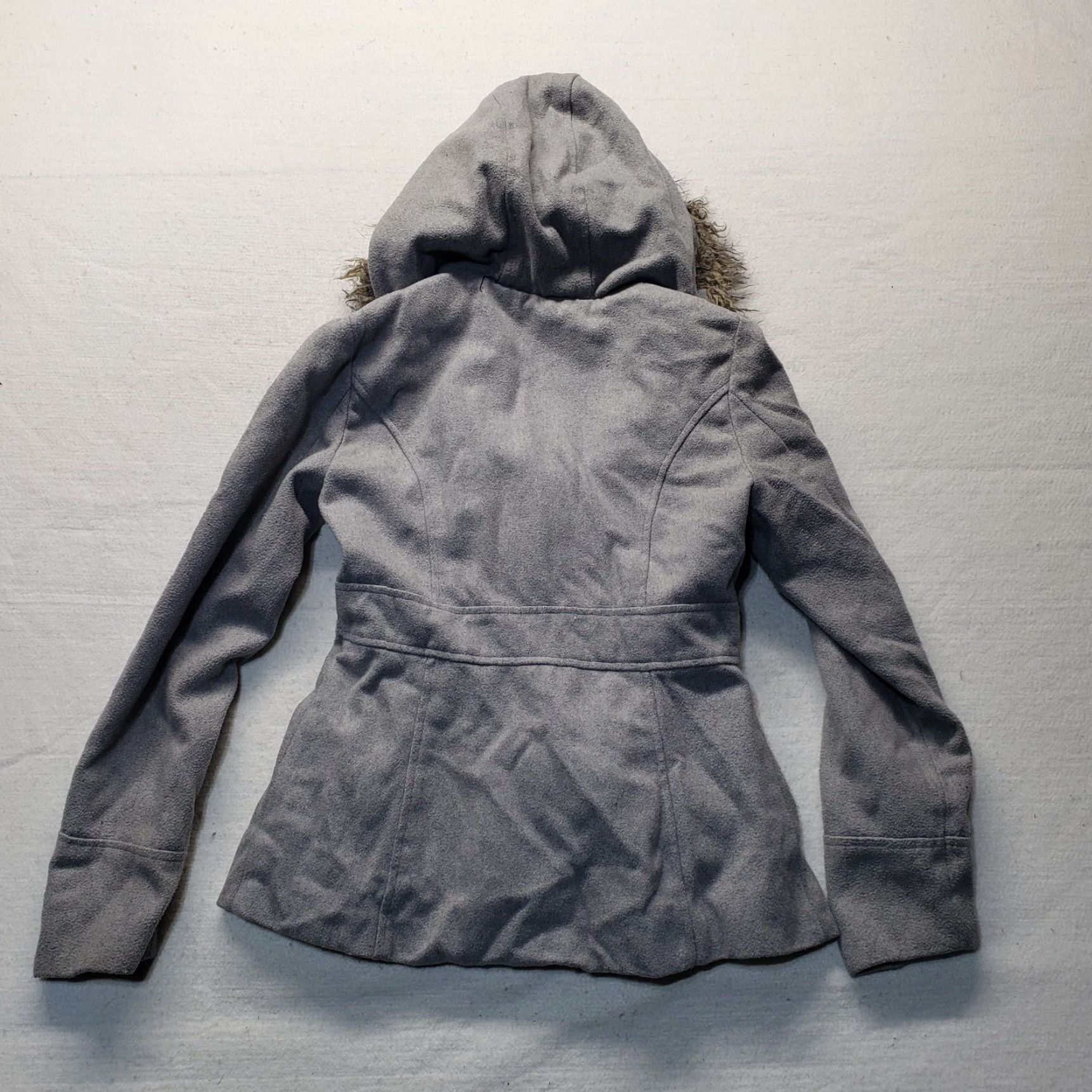 Vintage VINTAGE rue21 Pea Coat Jacket Gray Solid Winter Detachable Fuzzy Hood Adult Women Small 90s Designer Womens Size S / US 4 / IT 40 - 8 Thumbnail