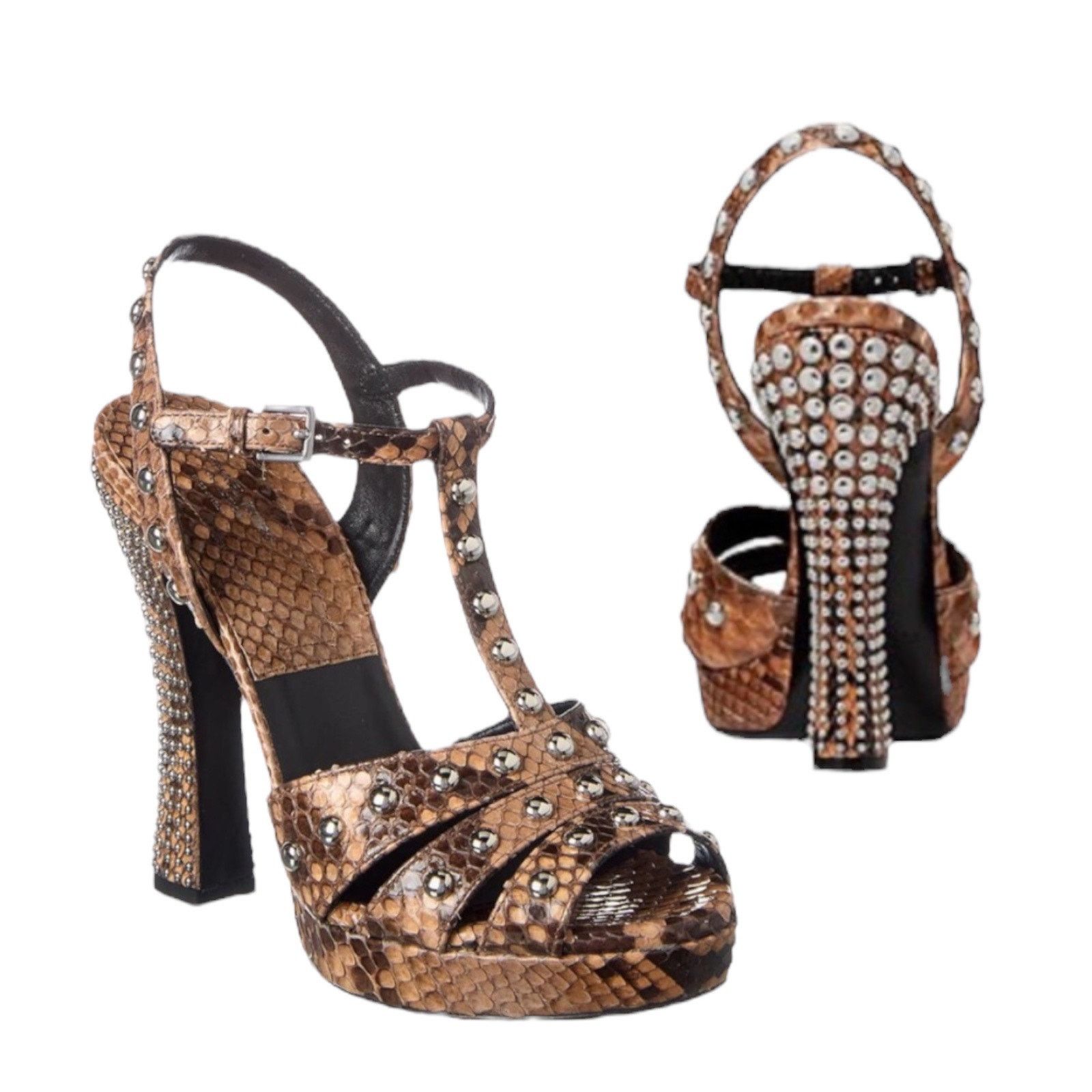 Michael Kors Michael Kors Rosanna Sandals Python Studded Size 37.5 Size US 7.5 / IT 37.5 - 4 Thumbnail