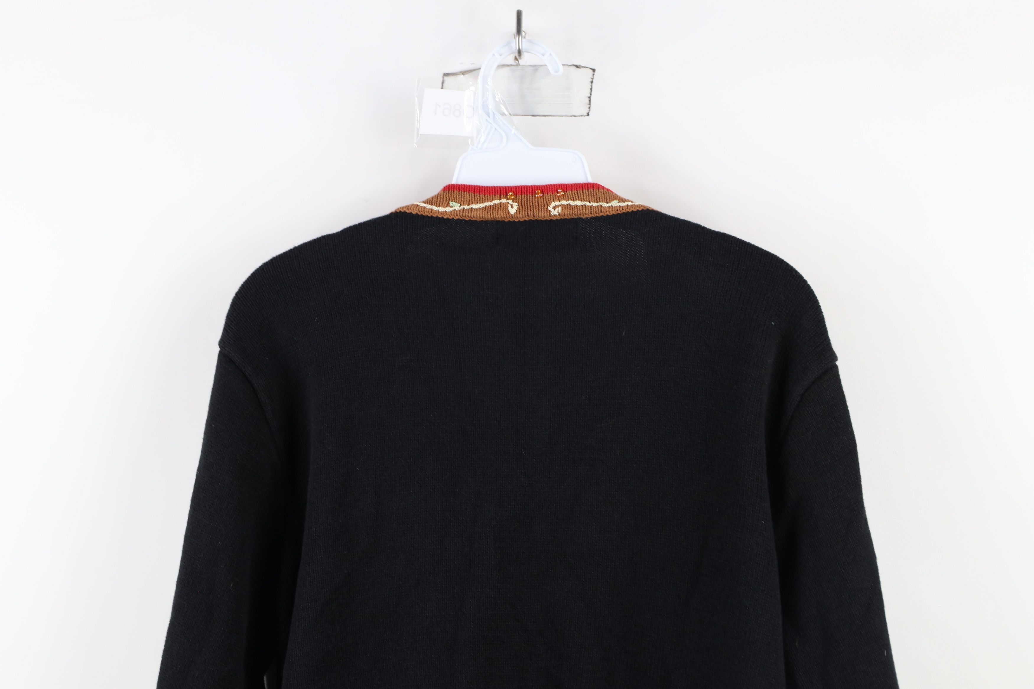 Vintage Vintage 90s Streetwear Embroidered Chicken Cardigan Sweater Size L / US 10 / IT 46 - 13 Thumbnail