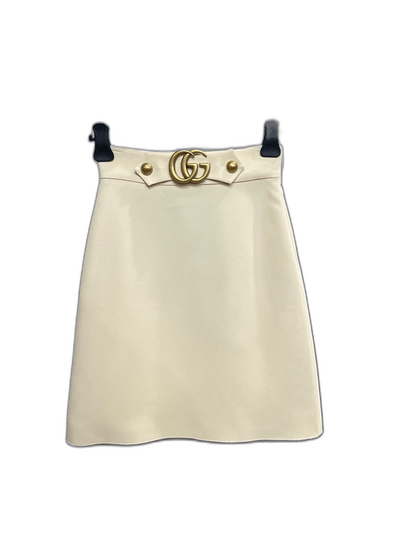 Gucci Gucci Cream Color Belted Skirt Size 38" / US 16 / IT 52 - 1 Thumbnail