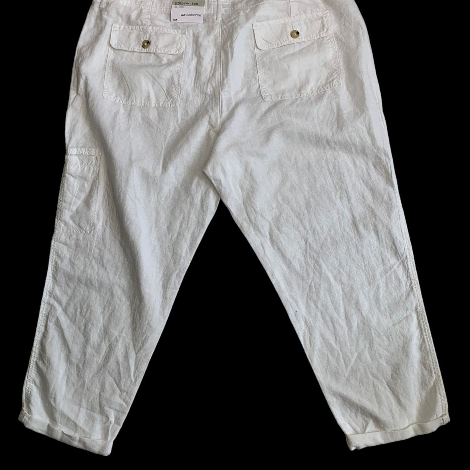 Liz Claiborne Liz Claiborne Pants White Linen Blend Hi-Rise Women Size 18 Size 40" / US 18 - 5 Thumbnail