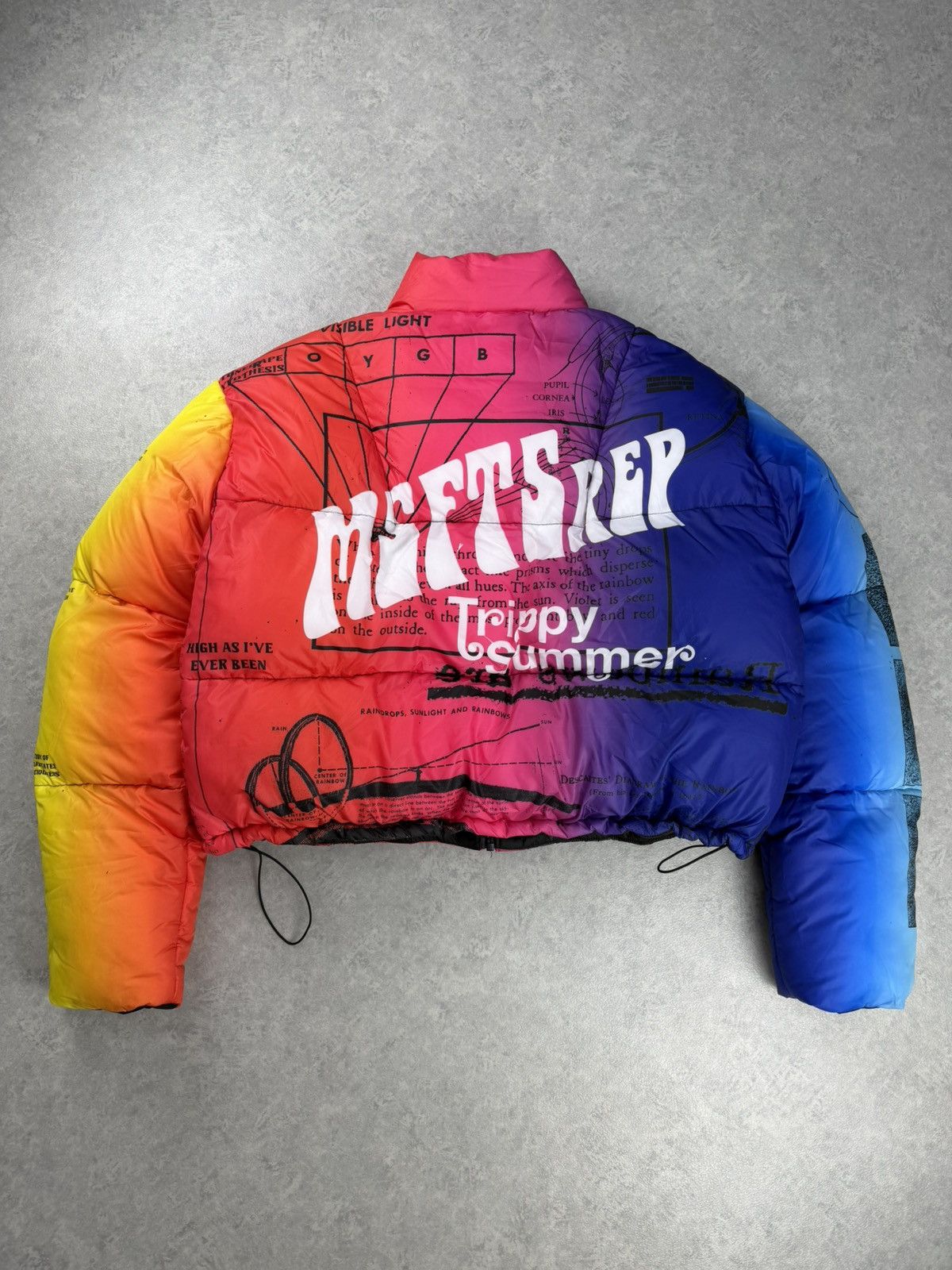 MSFTSrep Trippy Summer Rainbow Puffer Jacket Size L