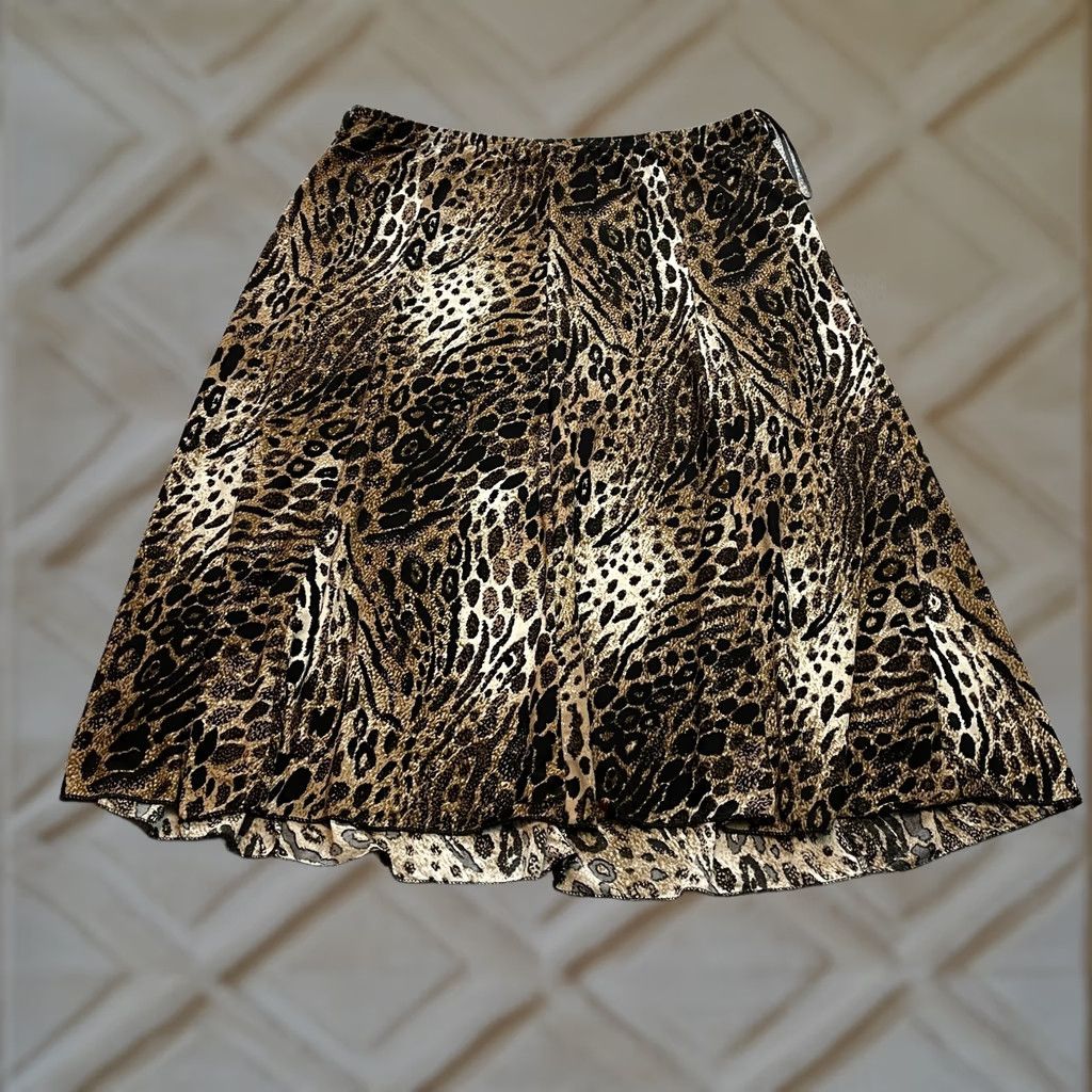Etro Metro wear Skirt Womens XL Women Line Leopard Print Polyester Spandex Stretch Midi Size 40" / US 18 - 1 Thumbnail