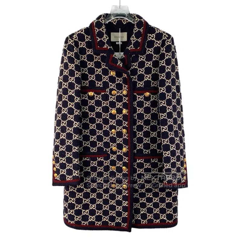 Gucci Gucci Black logo jacquard full-print cotton lapel double-b Size XS / US 0-2 / IT 36-38 - 1 Thumbnail