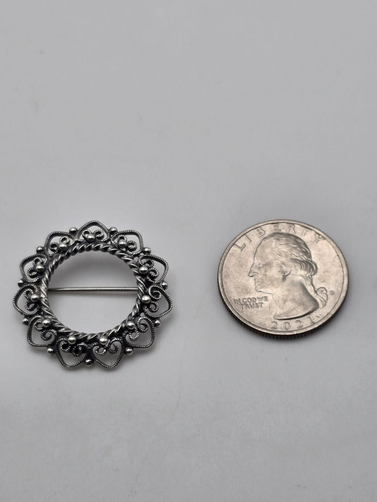 Other Vintage Danecraft Sterling Silver Wreath Brooch Pin 4g Size ONE SIZE - 3 Thumbnail