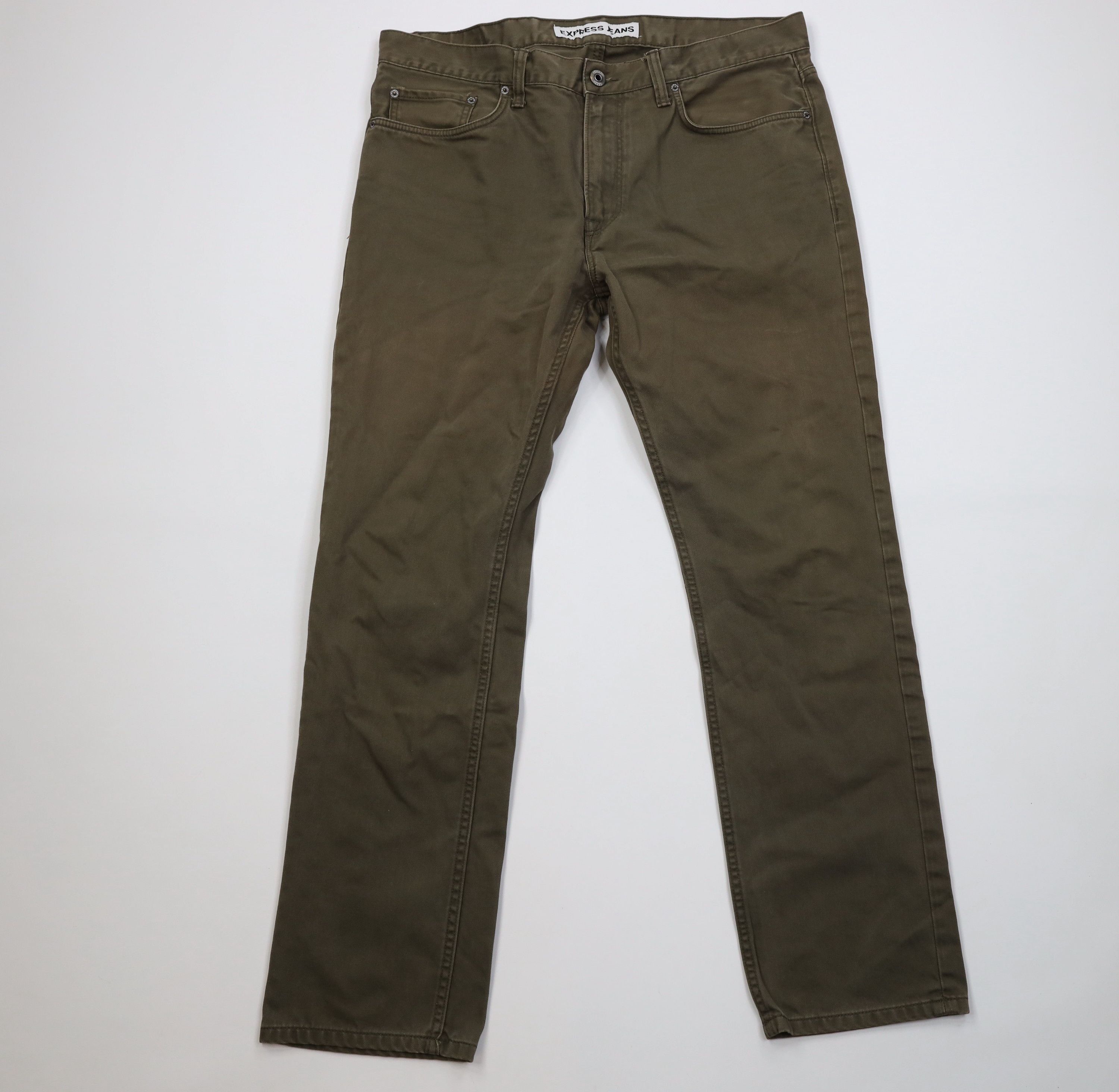 Express Express Fit Faded Rocco Skinny Leg Denim Jeans Green Cotton Size US 36 / EU 52 - 1 Thumbnail