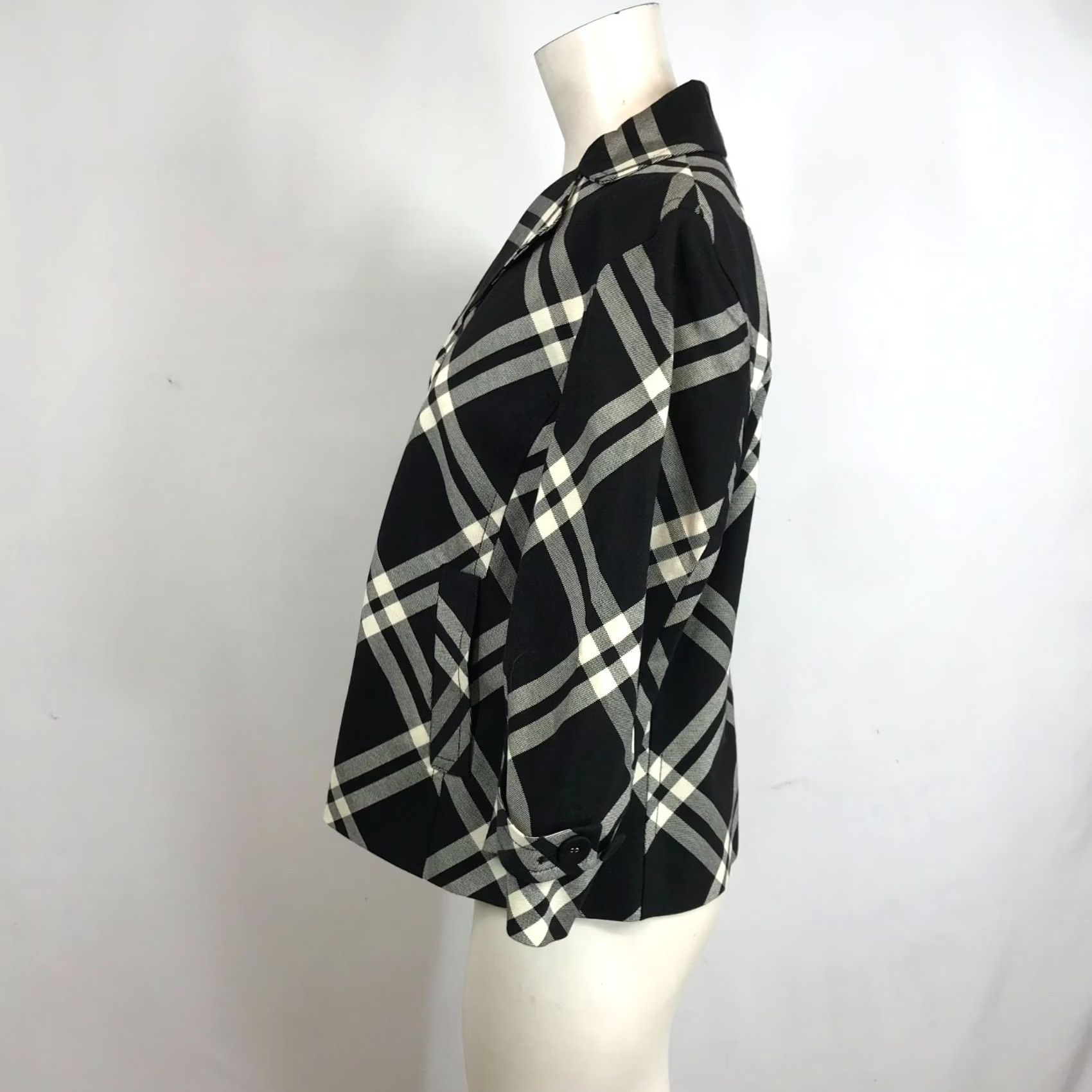Talbots Talbots Women's 8 Jacket Black/White Lined Cotton Blend Button Up Plaid Size M / US 6-8 / IT 42-44 - 6 Thumbnail