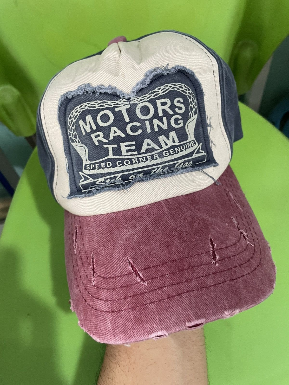 Japanese Brand Vintage style motor racing team cap hat Distressed Size ONE SIZE - 7 Thumbnail