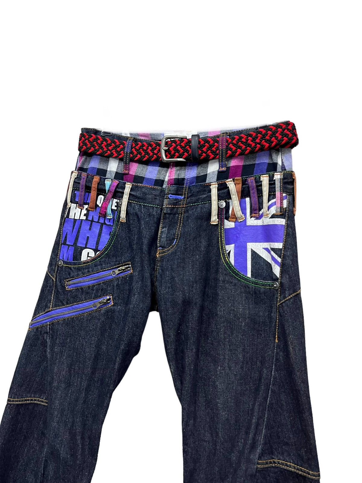 Punk and Yo FYE🔥PUNK UNION JACK Double Waist Bondage Zipper Twisted Leg Size US 30 / EU 46 - 6 Thumbnail