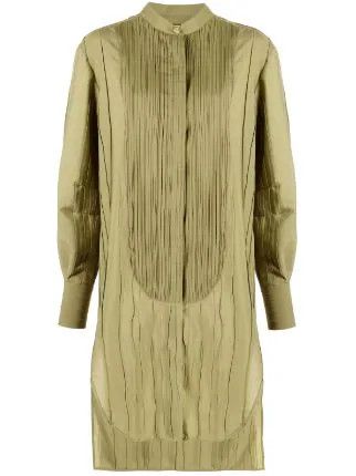 image of Balmain O1Srvl11E0524 Striped Shirt Dress In Green, Women's (Size Small)