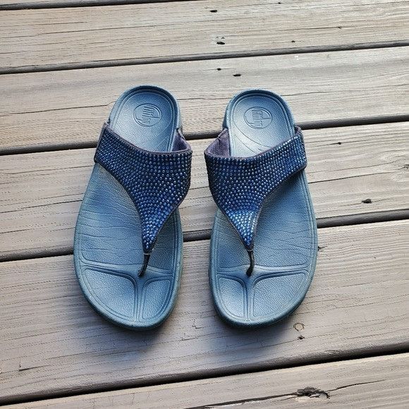 Other Fitflop Rokkit Supernavy Navy Blue Bling toe-post Size US 11 / IT 41 - 3 Thumbnail