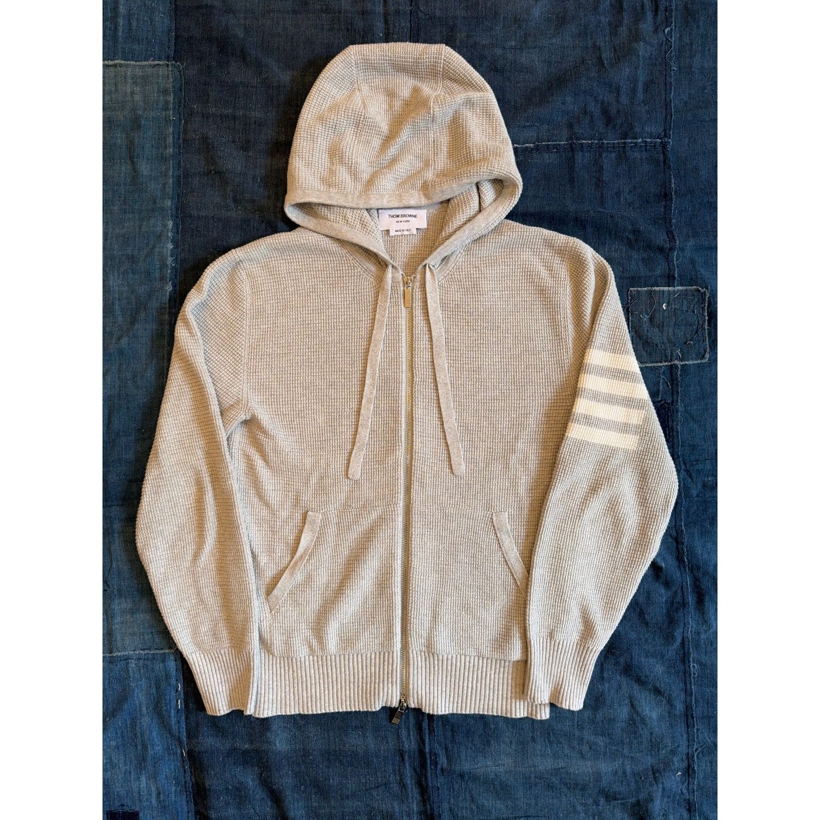 Thom Browne $1,850 Thom Browne Linen Cotton 4-Bar Relaxed Fit Zip hoodie Size US S / EU 44-46 / 1 - 1 Thumbnail