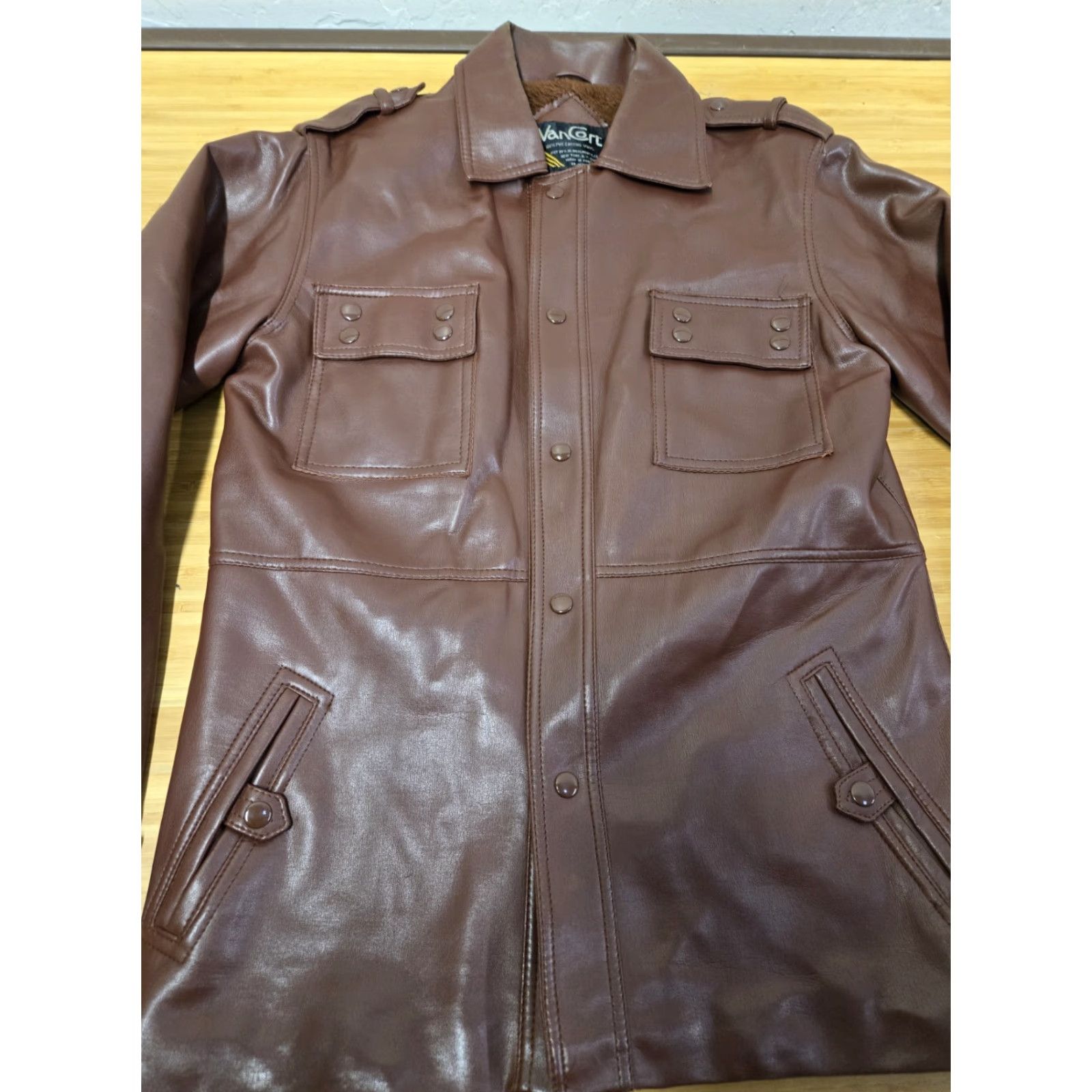 Vintage VINTAGE VanCort Men’s Jacket S Brown Faux Leather Button Up Jacket Mens Small Brown Faux Leather Button Up Size US S / EU 44-46 / 1 - 3 Thumbnail