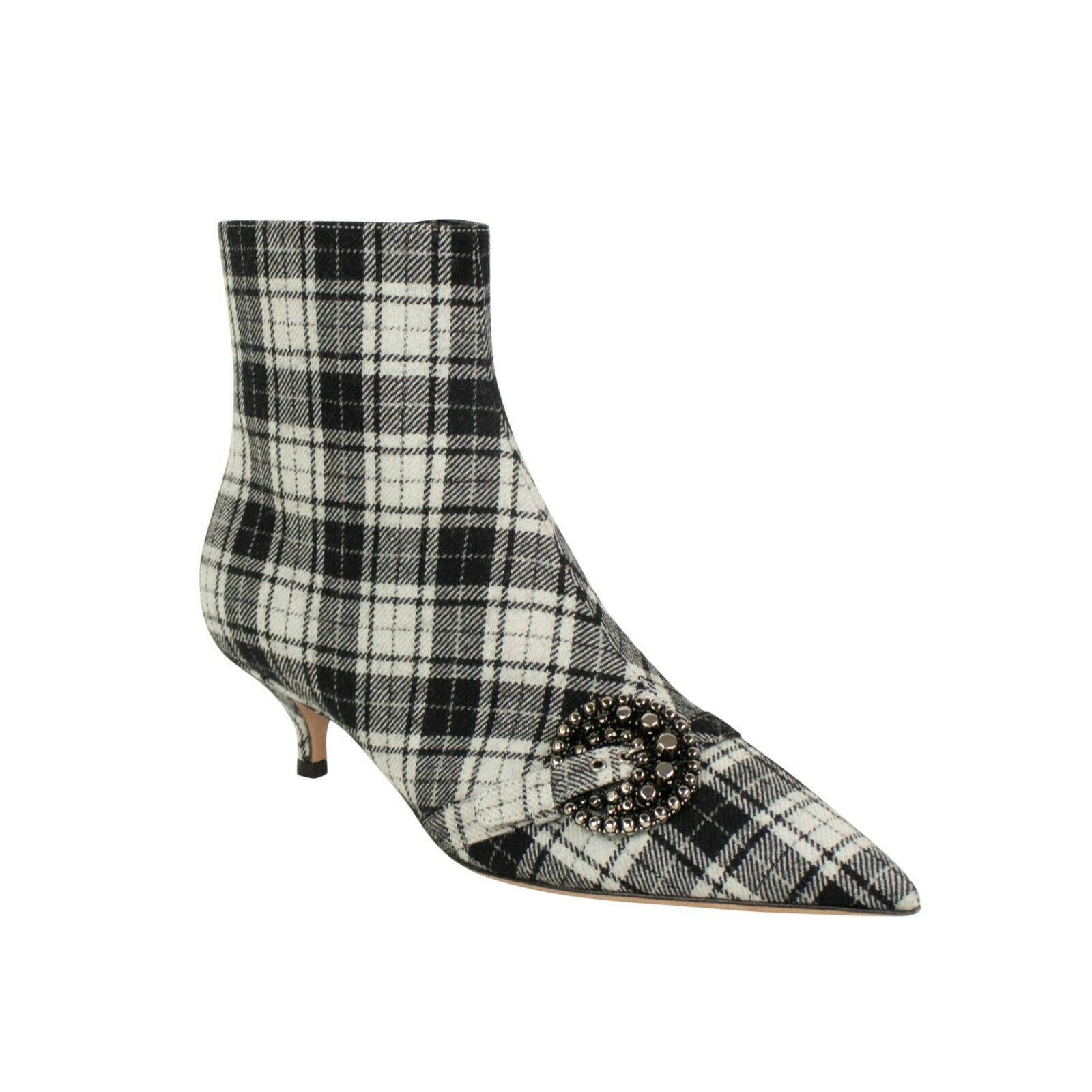 image of Black 'Dior Gang' Tartan Ankle Boots Heels Shoes Size 7.5/37.5, Women's