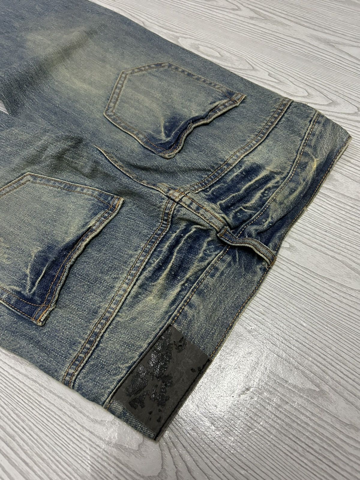 Le Grande Bleu (L.G.B.) Betty Blue Love Denim Fade Washed Patina Heavy Stacked Hem Size US 30 / EU 46 - 19 Thumbnail