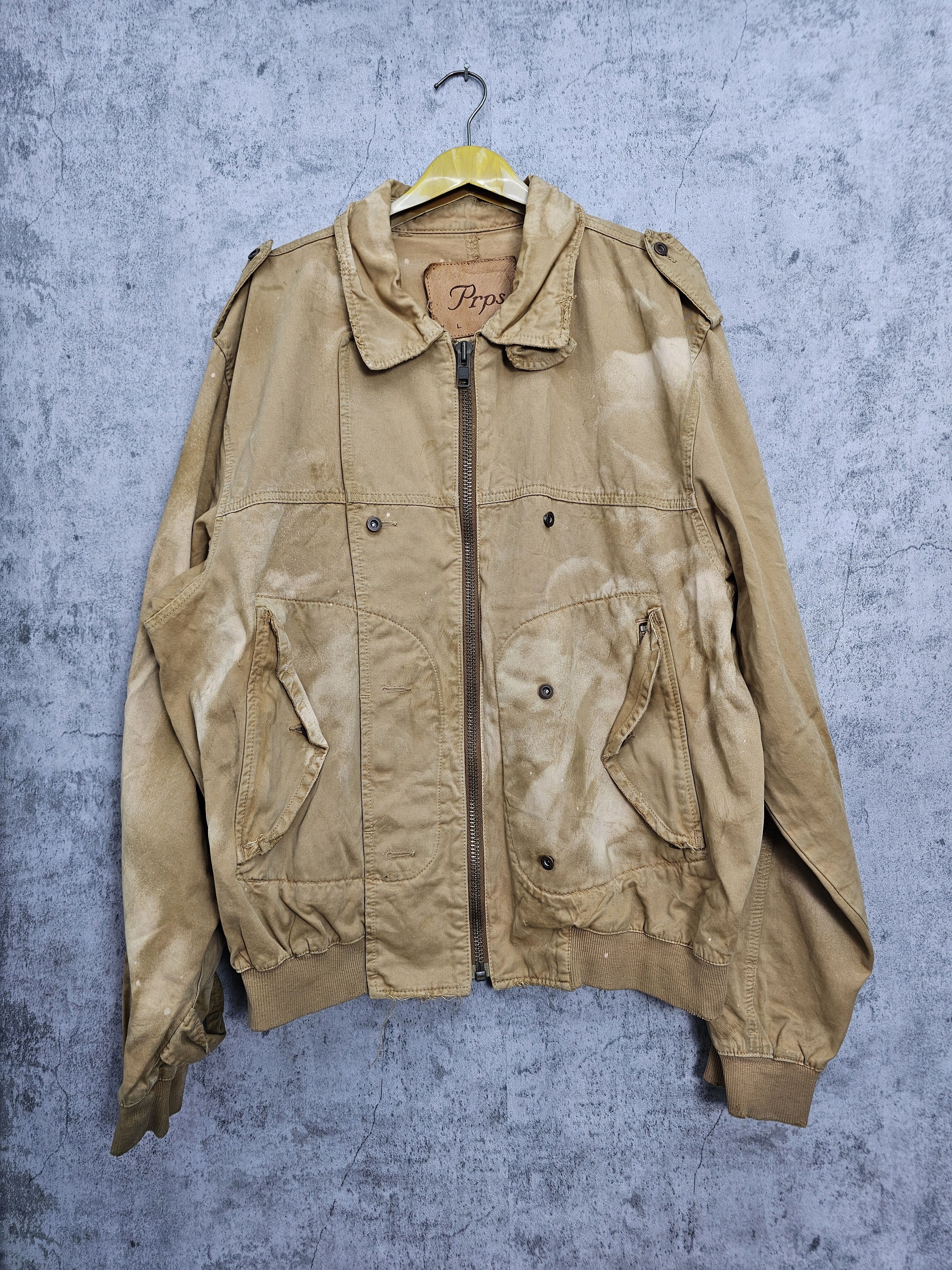 Prps PRPS Faded Bleach Ripped Distressed Bomber Jacket J0057 Size US XXL / EU 58 / 5 - 1 Thumbnail