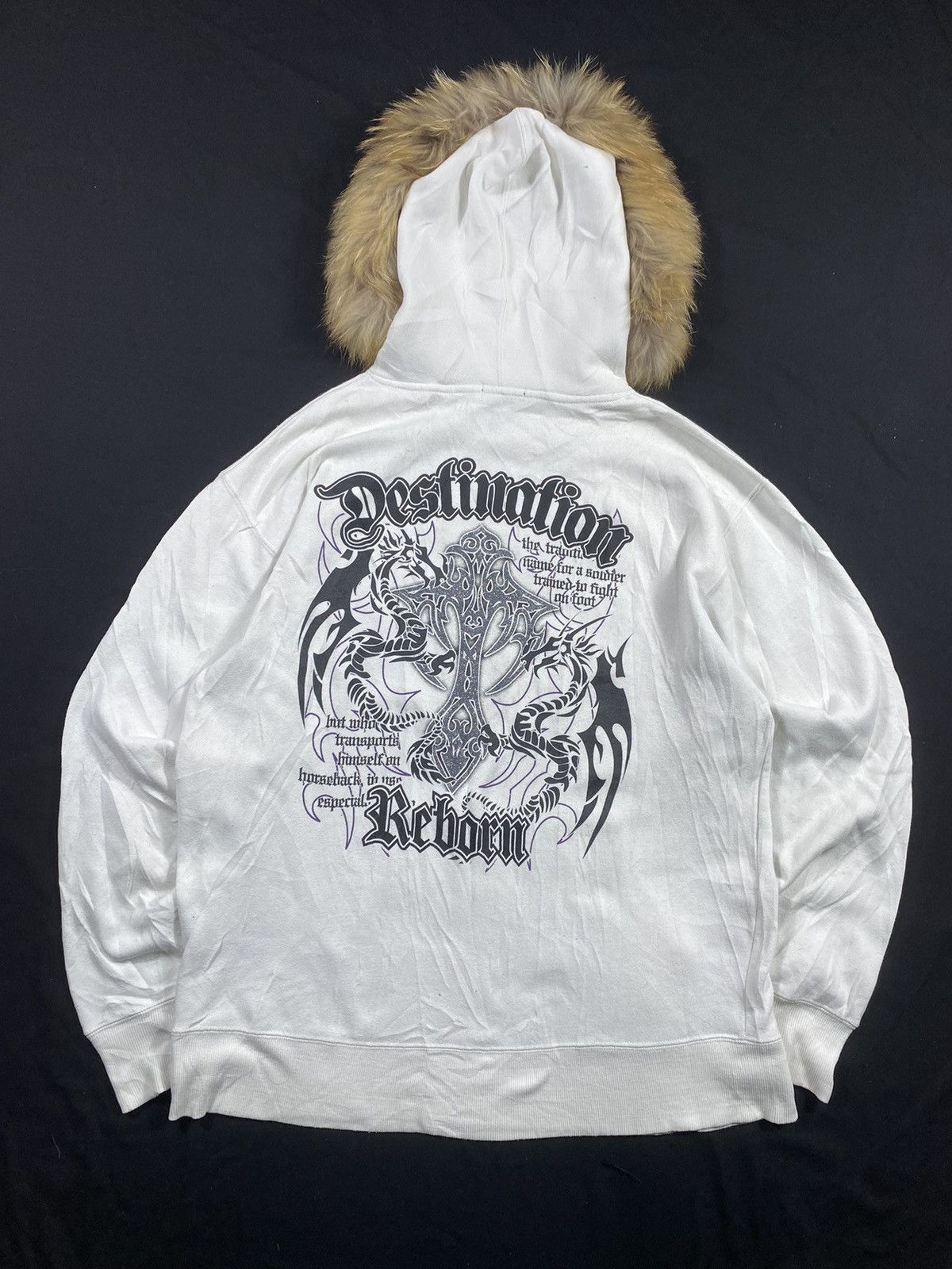 Le Grande Bleu (L.G.B.) Japenese Beaumere fur hoodie poem gothic punk style Size US L / EU 52-54 / 3 - 3 Thumbnail
