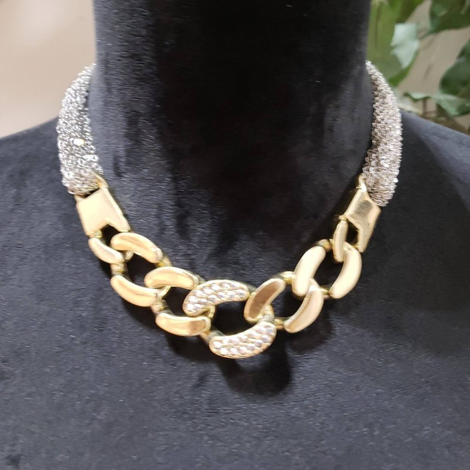 Express Express Fashion Chunky Studded Gold Tone Link Chain Necklace Size ONE SIZE - 1 Thumbnail