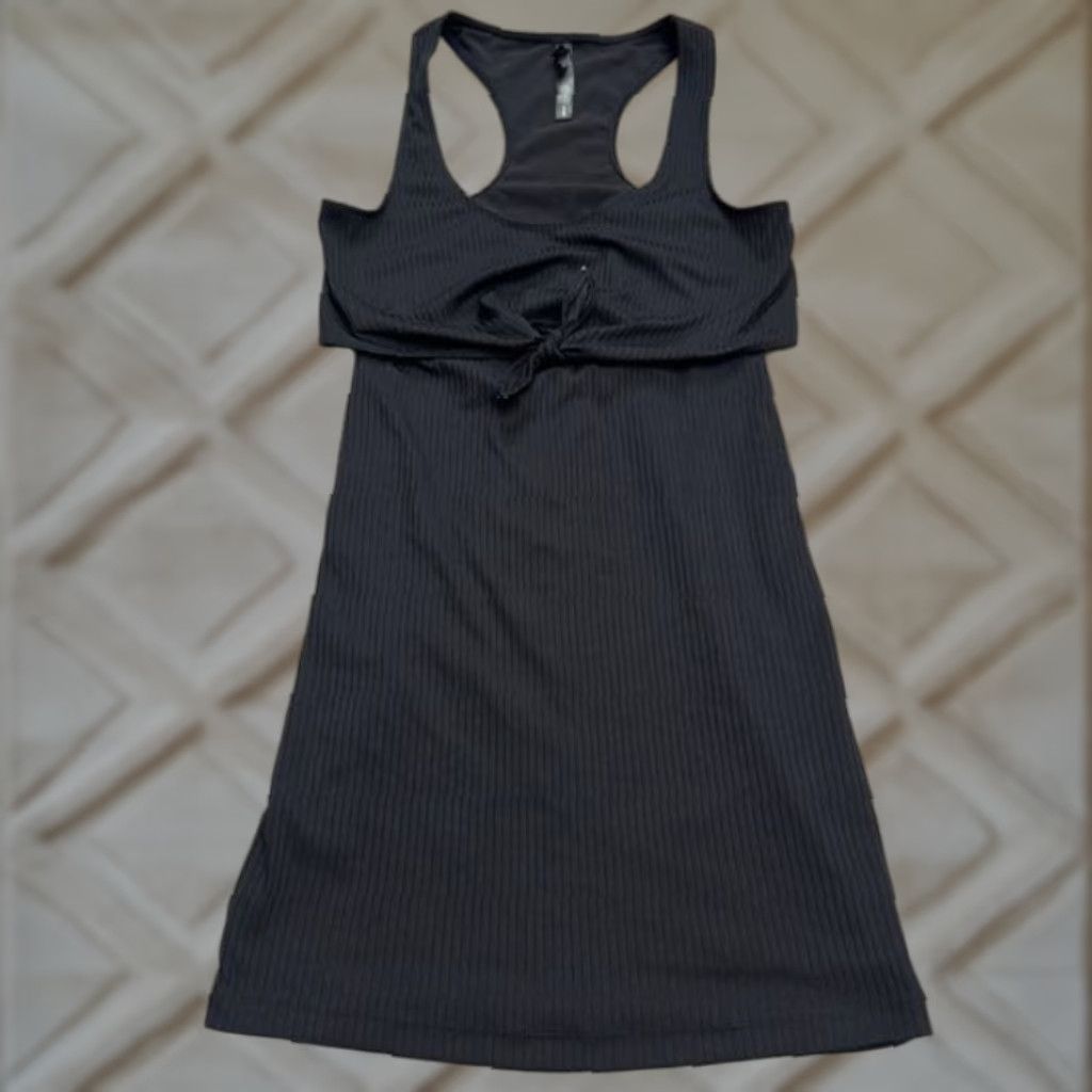 Vintage Victoria Sport Dress Womens Mini Bodycon Tank Dress Black Knit Cutout Size M / US 6-8 / IT 42-44 - 1 Thumbnail