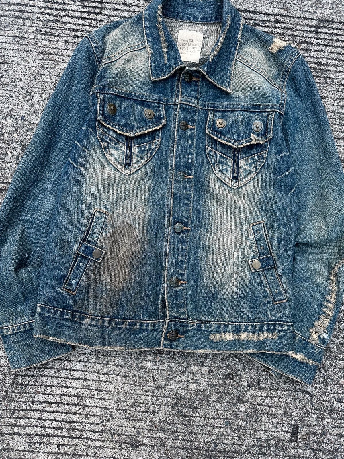 If Six Was Nine × Japanese Brand × Tornado Mart 2000’s Midas Damage Washed Denim Jacket Size US L / EU 52-54 / 3 - 6 Thumbnail