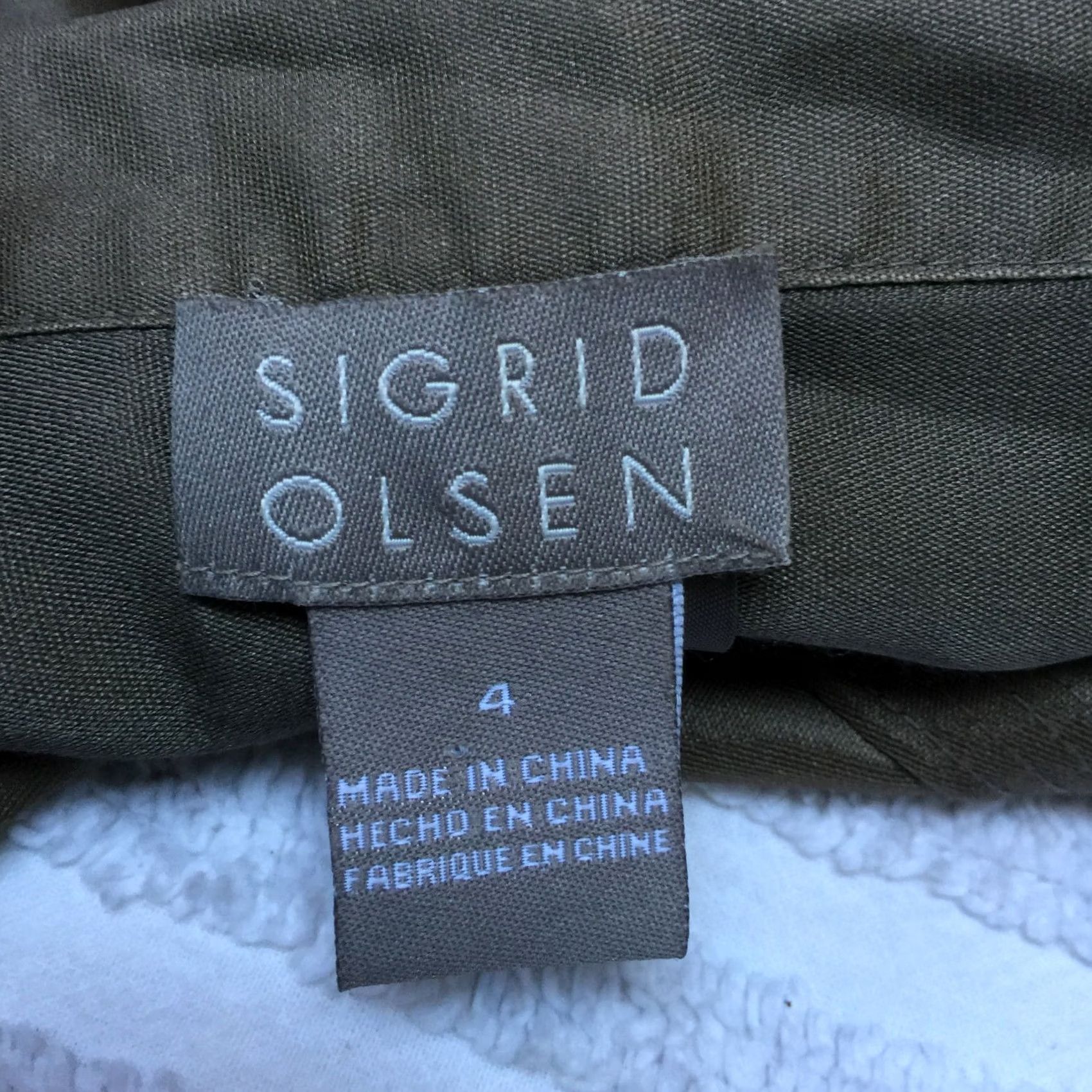 Olive Sigrid Olsen Blazer Jacket 3/4 Sleeve Silk Olive Green Sz 4 Womens Button Front Casual Size S / US 4 / IT 40 - 3 Thumbnail