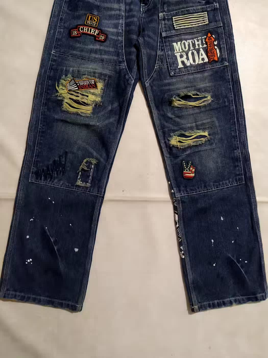 Other Japanese Double Knee Denim Patchwork Distressed Painter Size US 31 - 8 Thumbnail